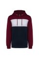 Heren Hoodie driekleurig kariban K4016 WINE-WHITE-NAVY